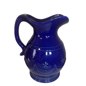 A Special Place Blue Pitcher, Pottery Vase Table Home Decor 7.75" Americana